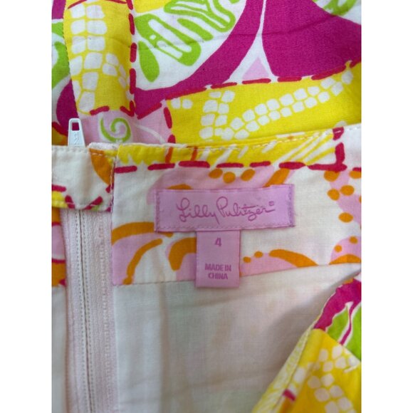 Lilly Pulitzer Women's A-Line Citrus & Sunshine Patchwork Skirt Cotton Pockets 4 - Picture 7 of 11